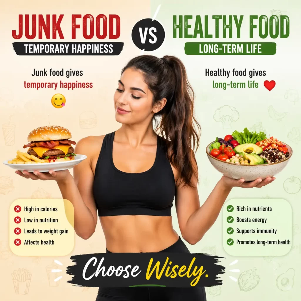 Junk food vs healthy food comparison